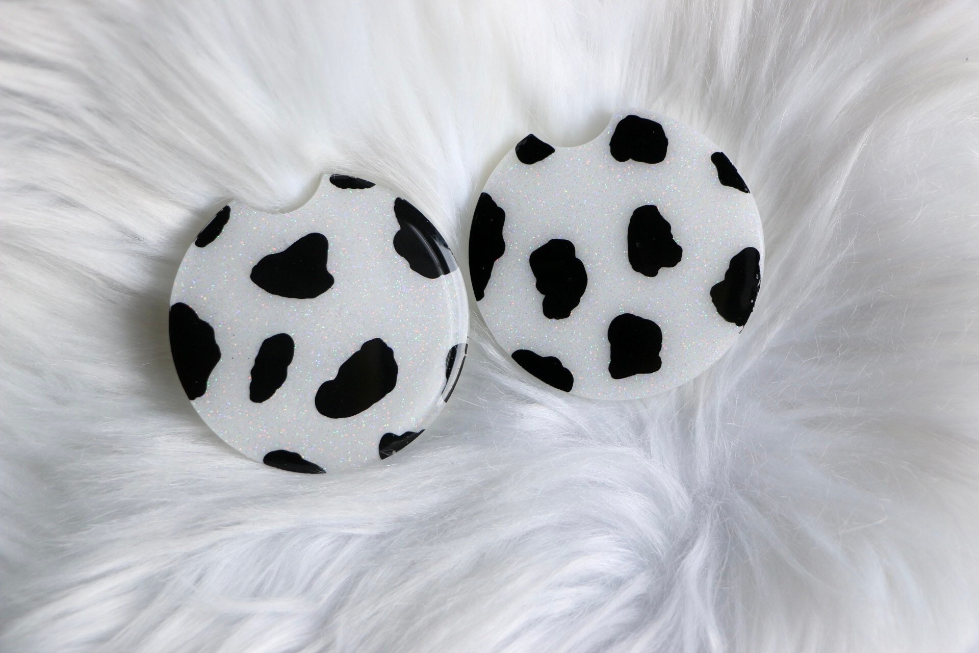 Cow Print Car Coasters, Gifts for Her Cup Holder Coaster for Car