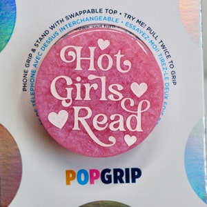 Hot Girls Read Resin Pink Pearlescent Kindle Grip | Cute Book Kindle Grip | Romance Book Phone Grip | Romance Reader Grip | Book Lover Grip
