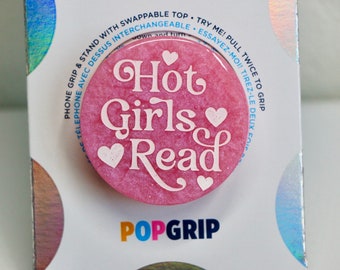 Hot Girls Read Resin Pink Pearlescent Kindle Grip | Cute Book Kindle Grip | Romance Book Phone Grip | Romance Reader Grip | Book Lover Grip