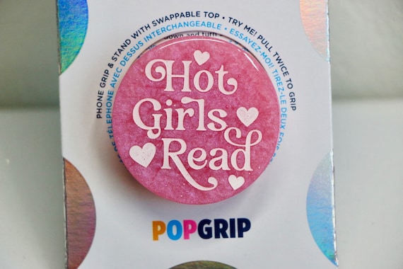 Hot Girls Read Resin Pink Pearlescent Handmade Kindle Grip | Cute Book Kindle Grip | Romance Book Phone Grip | Romance Reader Grip