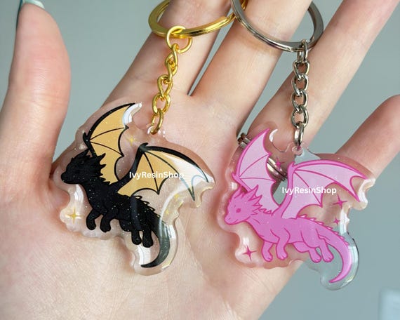 Sparkly Dragon Keychain: Double Sided Resin Bookish Bag Clip
