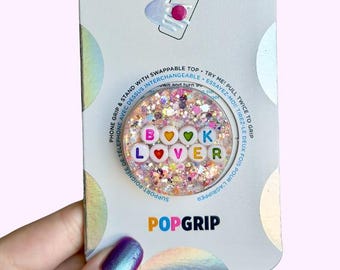 Empuñadura de resina para Kindle Y2K Book Lover: Empuñadura para teléfono hecha a mano con cuentas