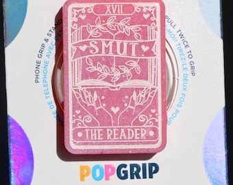 Smut The Reader Romance Tarot Card Resin Pink Pearlescent Kindle Grip | Tarot Book Kindle Grip | Romance Book Themed Phone Grip