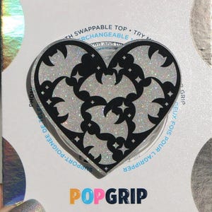 Bat Heart Resin Kindle Grip: Spooky Romance Reader Phone Grip
