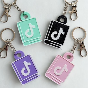 BookTok TikTok NFC Keychain, 3D Printed Social Media Book Community Keyring image 1
