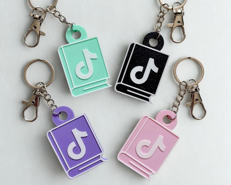 BookTok TikTok NFC Keychain, 3D Printed Social Media Book Community Keyring image 1