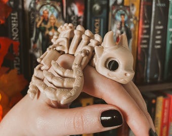 Bone Wyvern Flexi Dragon, Bookish Dragon Shelf Decor