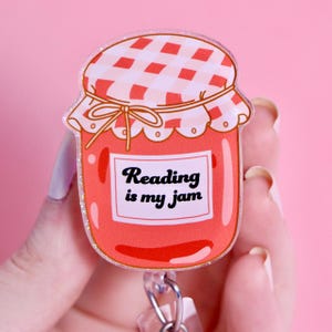 Reading Is My Jam Resin and Acrylic Badge Reel, Bookish Badge Reel, Badge Reel for Teachers, Nurse Book Badge Reel, Cute Office Badge Reel