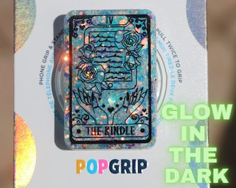 Glow in the Dark Kindle Tarot Card Resin Kindle Grip Blue Iridescent | Tarot Book Kindle Grip | Witchy Book Themed Phone Grip