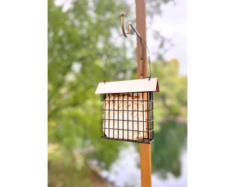 Copper Bird Feeder gift Outdoor Hanging Suet Feeder Suet Metal Cage Shepards Hook for Hanging Window bird feeder Suet Hanging Feeder birding