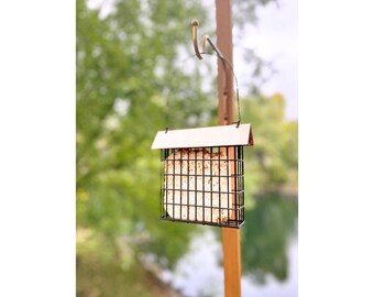 Copper Bird Feeder gift Outdoor Hanging Suet Feeder Suet Metal Cage with roof bird feeder Suet Hanging Feeder birding birdwatching gift