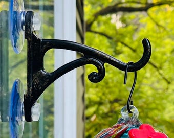 Gancho para comedero de colibríes, gancho para ventana, gancho de metal para exteriores, gancho para comedero de pájaros, gancho para maceta, gancho de pastor con ventosas.