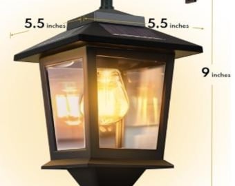 Farol solar, luces colgantes, aplique LED para exteriores, iluminación exterior inoxidable, iluminación solar impermeable, farol con gancho, luz de pared