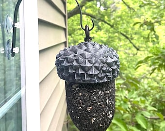 Comedero rústico de bellota para pájaros, de malla metálica colgante, a prueba de ardillas, decoración de jardín para pájaros al aire libre, comedero de cacahuete para pájaros, regalo