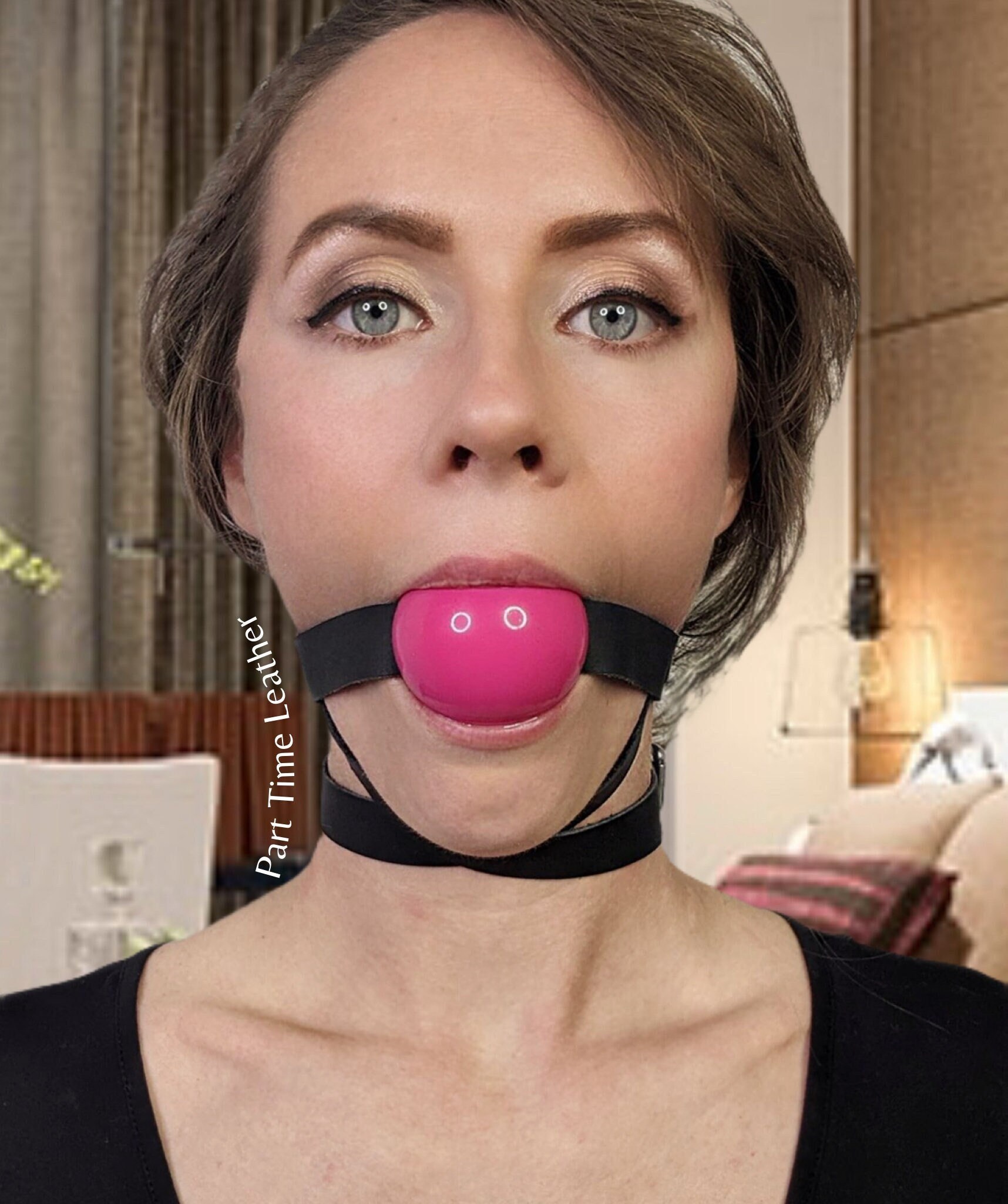 Ball gag with chin strap