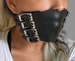 Panel Gag with buckles - Soft Leather (Black) - Silicone Ball - Mature 