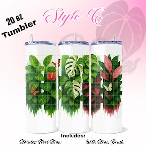 Plant Tumbler Plant&#39;s 20oz Skinny Stainless Steel Tumbler Gift Monstera Garden Tumbler Botanical Plant Cup Plant Designed Tumblers