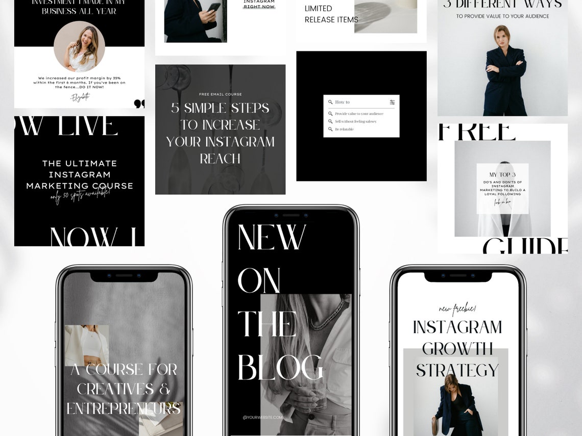 150 Black and White Instagram Templates Business Coach Instagram Social