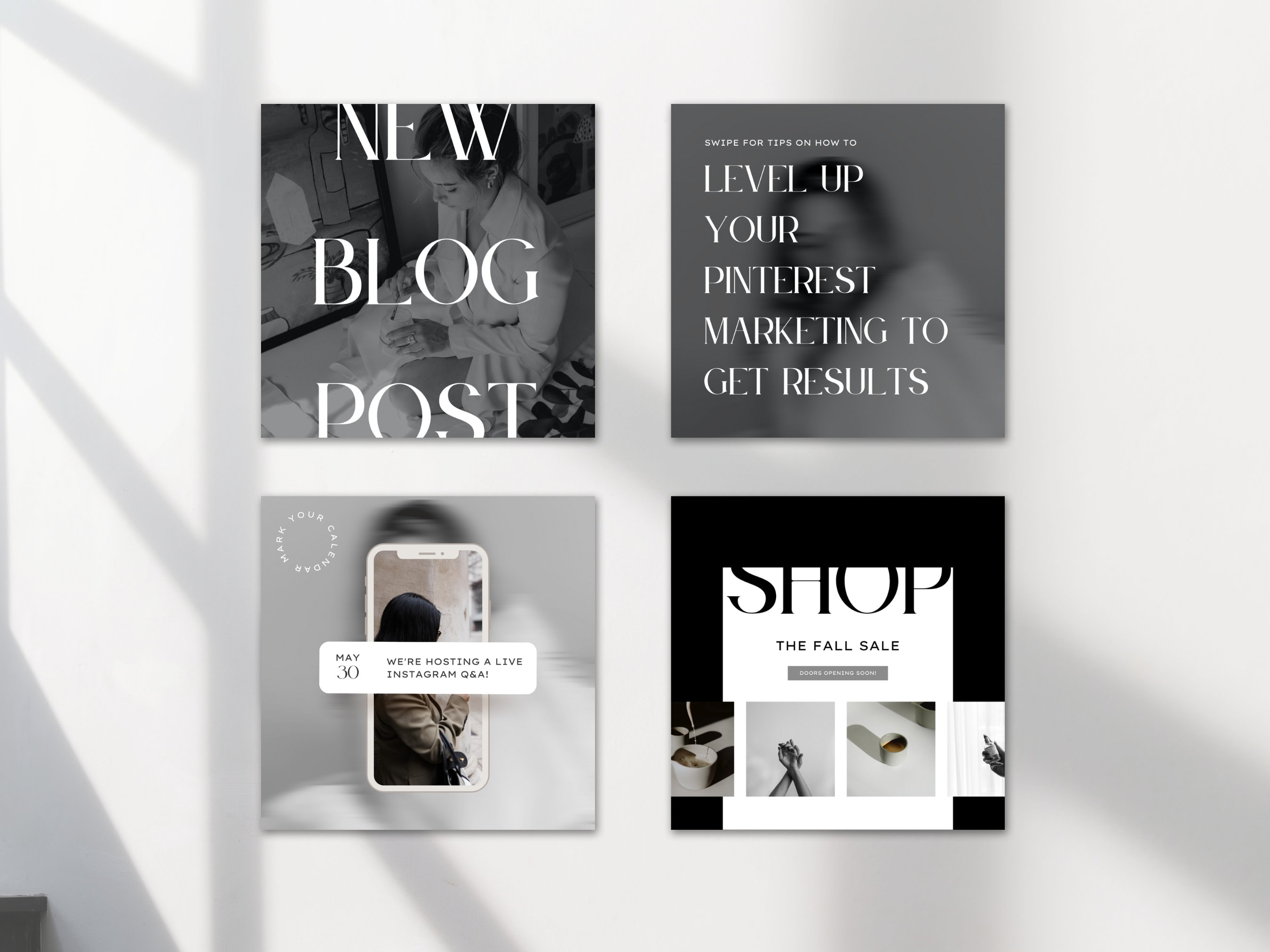 150 Black and White Instagram Templates Business Coach Instagram Social