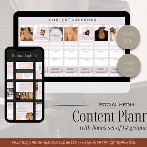 Social Media Planner, Content Planner, Digital Planner, Excel Spreadsheet, Marketing Planner, Batch Content, Social Media Marketing Planner