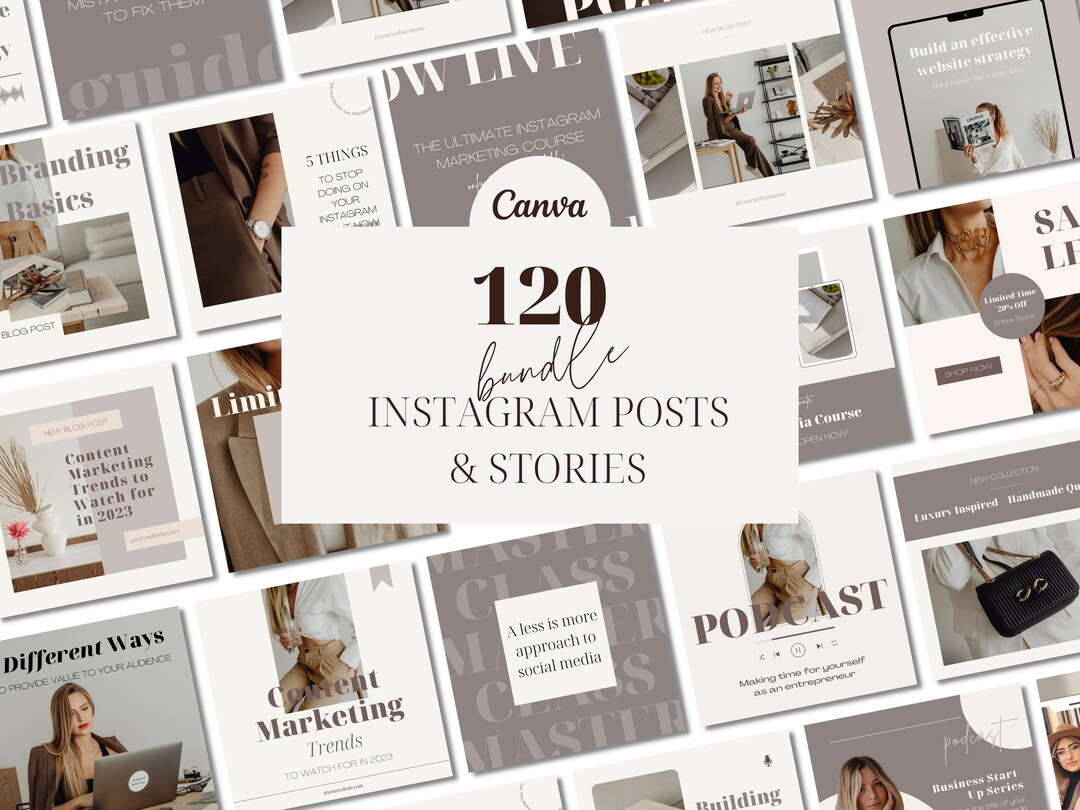 Minimalist Instagram Template Bundle | Canva Templates | Social Media ...