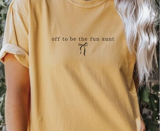 Camiseta de tía con lazo adorable, anuncio de bebé de Comfort Colors, anuncio de embarazo para la hermana, camiseta de tía, futura tía, lista para ser la tía divertida.