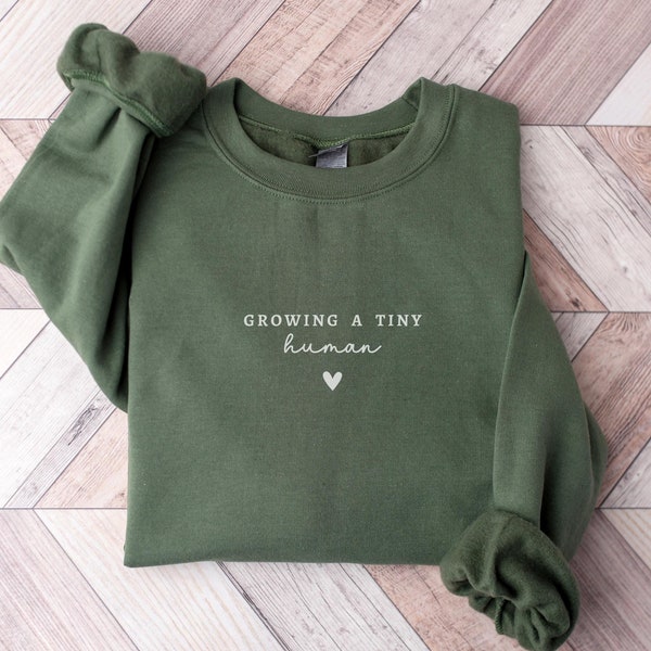 Growing A Tiny Human Soon To Be Mom Sweatshirt Im Pregnant Daughter Expecting Mom Gift Pregnancy Reveal Baby Announcement Ideas