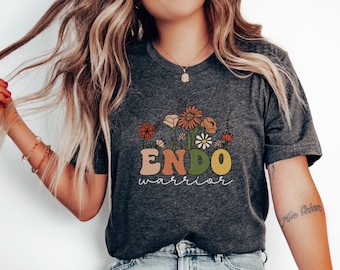 Retro Wild Flowers Endo Warrior Endometriosis Awareness Shirt One in Ten Endo Strong Chronic Pelvic Pain Uteruse Spoonie Shirt PCOS Gifts