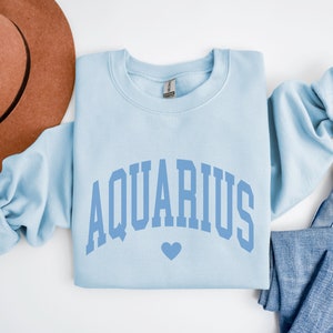 Aquarius Sweatshirt Aquarius Gift February Shirt Varsity Sweatshirt Horoscope Sweaters Horoscope Shirt Zodiac Sign Gifts Aquarius Astrology