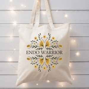 Endo Gift Wild Flowers Endo Warrior Endometriosis Awareness Tote Bag One in Ten Endo Strong Chronic Pelvic Pain Uteruse Spoonie PCOS Gifts
