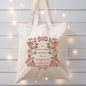 A Well Read Woman Literary Tote Bag, Bookish Merch Reading Feminist Tote Bag Literature Literary Gifts Librarian Book Lover Tote Bag