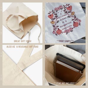 Thrift Haul Floral Canvas Tote Bag Aesthetic Thrifting Bag Thrifting Gift Librarian Gifts Library Bag Aesthetic Totebag Aesthetic Tote Bag immagine 5