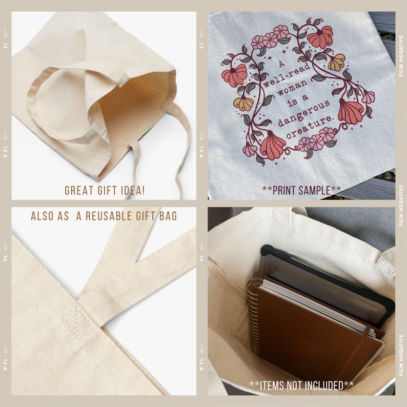 Thrift Haul Floral Canvas Tote Bag Aesthetic Thrifting Bag Thrifting Gift Librarian Gifts Library Bag Aesthetic Totebag Aesthetic Tote Bag immagine 5