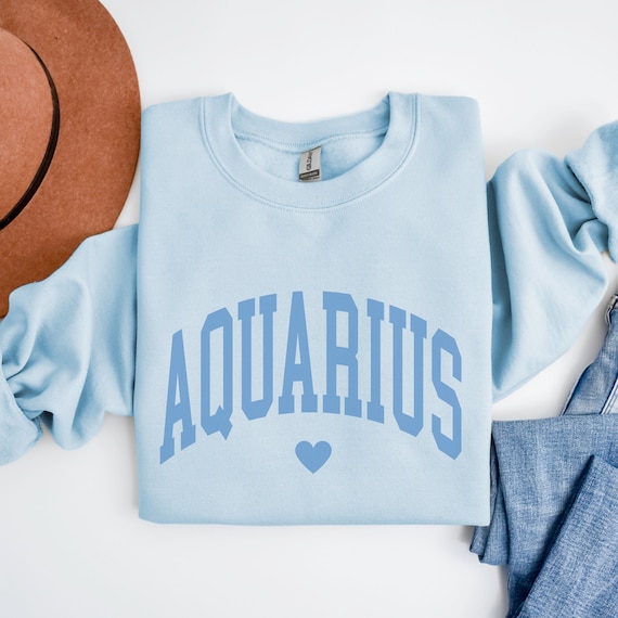 Aquarius Sweatshirt Aquarius Gift February Shirt Varsity Sweatshirt Horoscope Sweaters Horoscope Shirt Zodiac Sign Gifts Aquarius Astrology