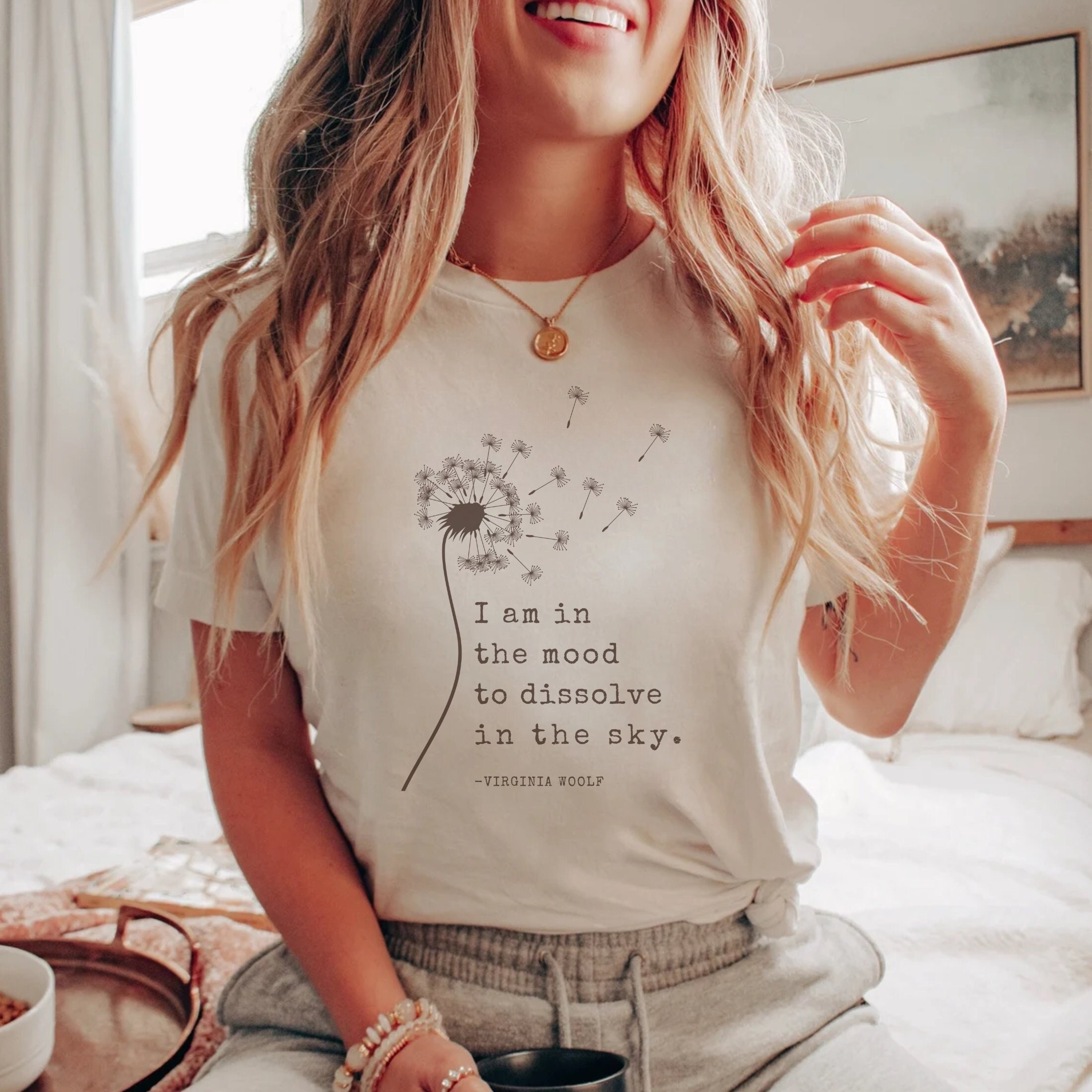 Women's T-Shirts [Out of Print] Virginia Woolf / To the Lighthouse V-Neck Tee (Oatmeal) (Womens) Virginia Woolf Shirt - Etsy