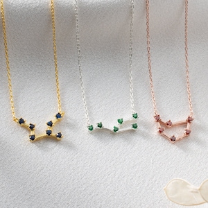 Collana personalizzata con lo zodiaco, regalo di compleanno per la mamma Collana con pietra portafortuna, collana astrologica, graziose collane con pietra portafortuna, regalo personalizzato per le donne