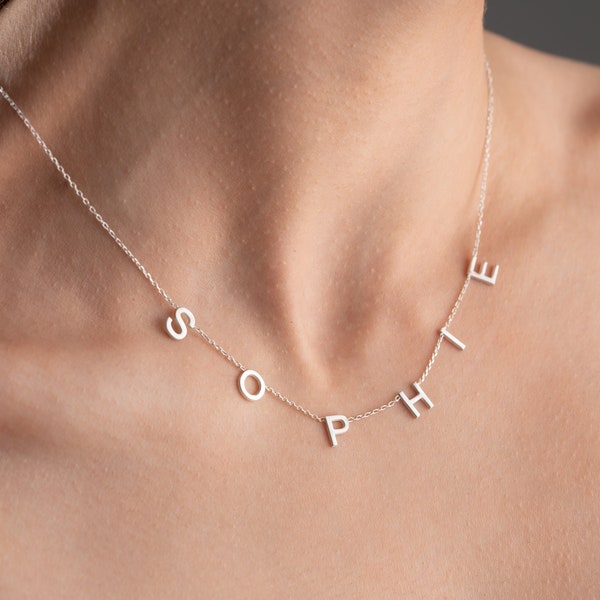 Collier Personnalisé prenom, Collier prénom, collier prenom lettre, Collier Initiale Argent, collier lettre personnalisable