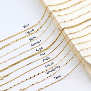 18K Gold Chain Necklace Woman, cuban link chain, Snake Chain necklace for men, Bead Chain, Figaro Chain, Rope Chains, Box Chain, Twist Chain