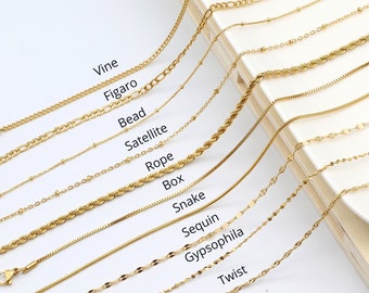 Collier Chaîne Acier Inoxydable doré, collier dorée, collier chaîne dore chaîne figaro chaîne fine dorée, chaîne homme serpent