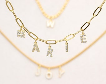 Collier Prénom Personnalisé, Collier Personnalisé lettre, collier personnalisable lettre strass, Collier prenom, cadeau personnalisé femme