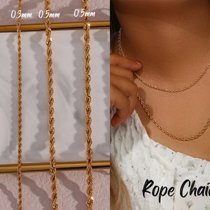 18K Gold Chain Necklace Woman, cuban link chain, Snake Chain necklace for men, Bead Chain, Figaro Chain, Rope Chains, Box Chain, Twist Chain image 7