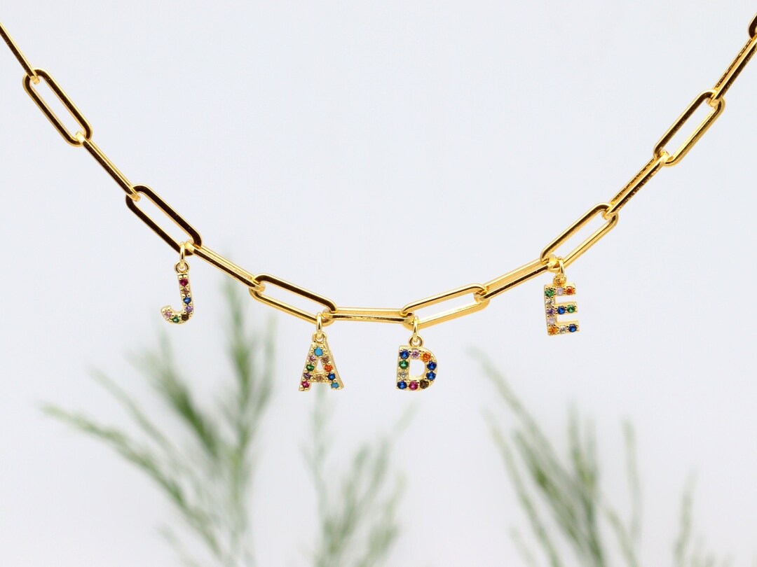 Collier prénom Personnalisé, Collier Personnalisé lettre strass