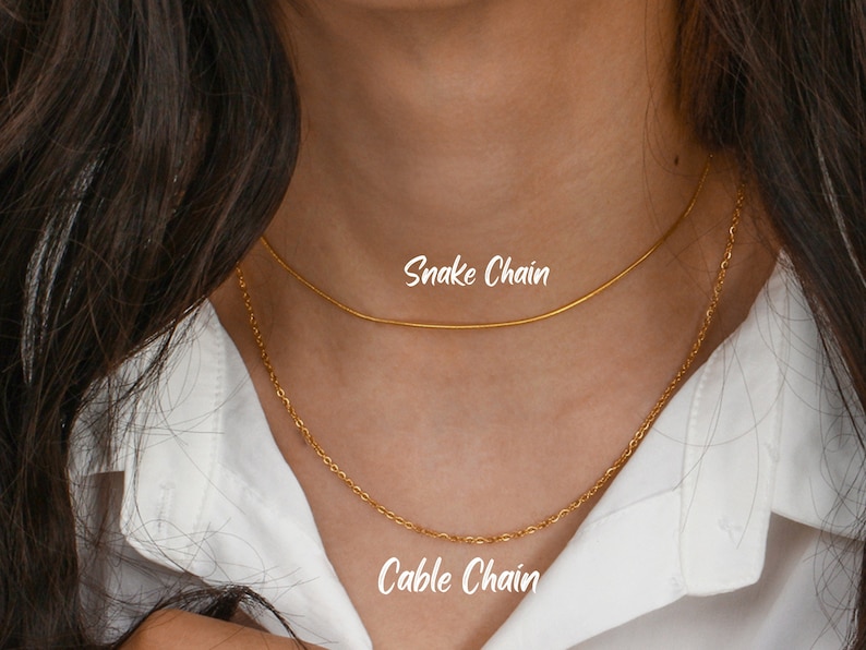 18K Gold Chain Necklace Woman, cuban link chain, Snake Chain necklace for men, Bead Chain, Figaro Chain, Rope Chains, Box Chain, Twist Chain image 3