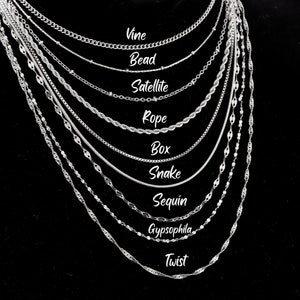 Stainless Steel Chain Necklace, Silver Chain women, Vine Chain, Twist Chain, Bead Chain, Figaro Chain, Rope Chains, Box Chain, Snake Chain