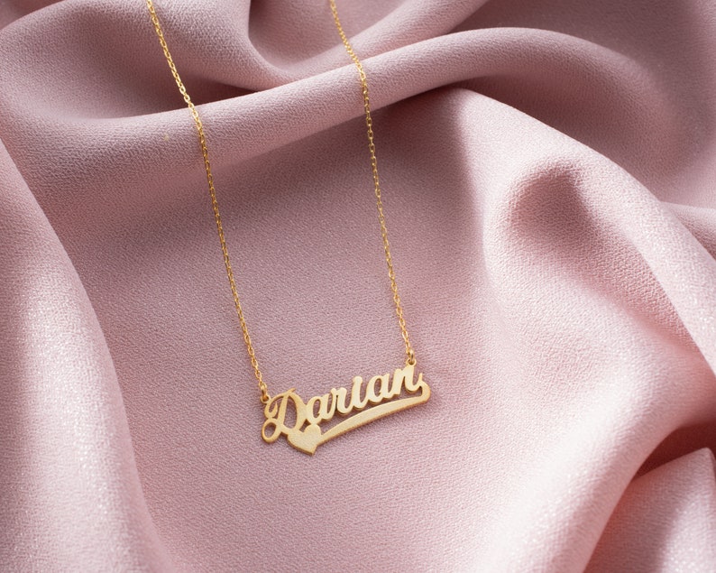 Custom Name necklace with heart, Personalized Gift for mom, Personalized Heart Name Necklace mom, 925K Sterling Silver Necklace with name 画像 8