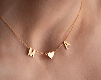 Collana con iniziale in argento sterling: ciondolo con lettera personalizzata, regalo per la mamma