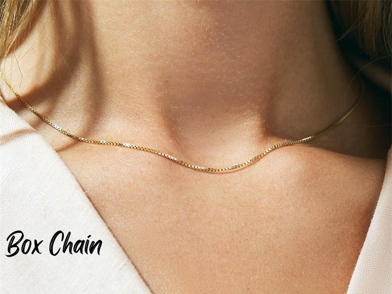 18K gouden ketting ketting vrouw, Cubaanse schakelketting, Snake Chain ketting voor mannen, kralenketting, Figaro ketting, touwkettingen, Box Chain, Twist Chain afbeelding 5