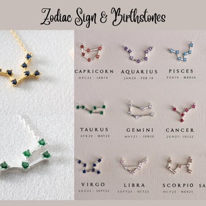 Personalized Zodiac Necklace, Birthday gift for mom Birthstone Necklace, Astrology necklace, Dainty birth stone necklaces, costum gift women