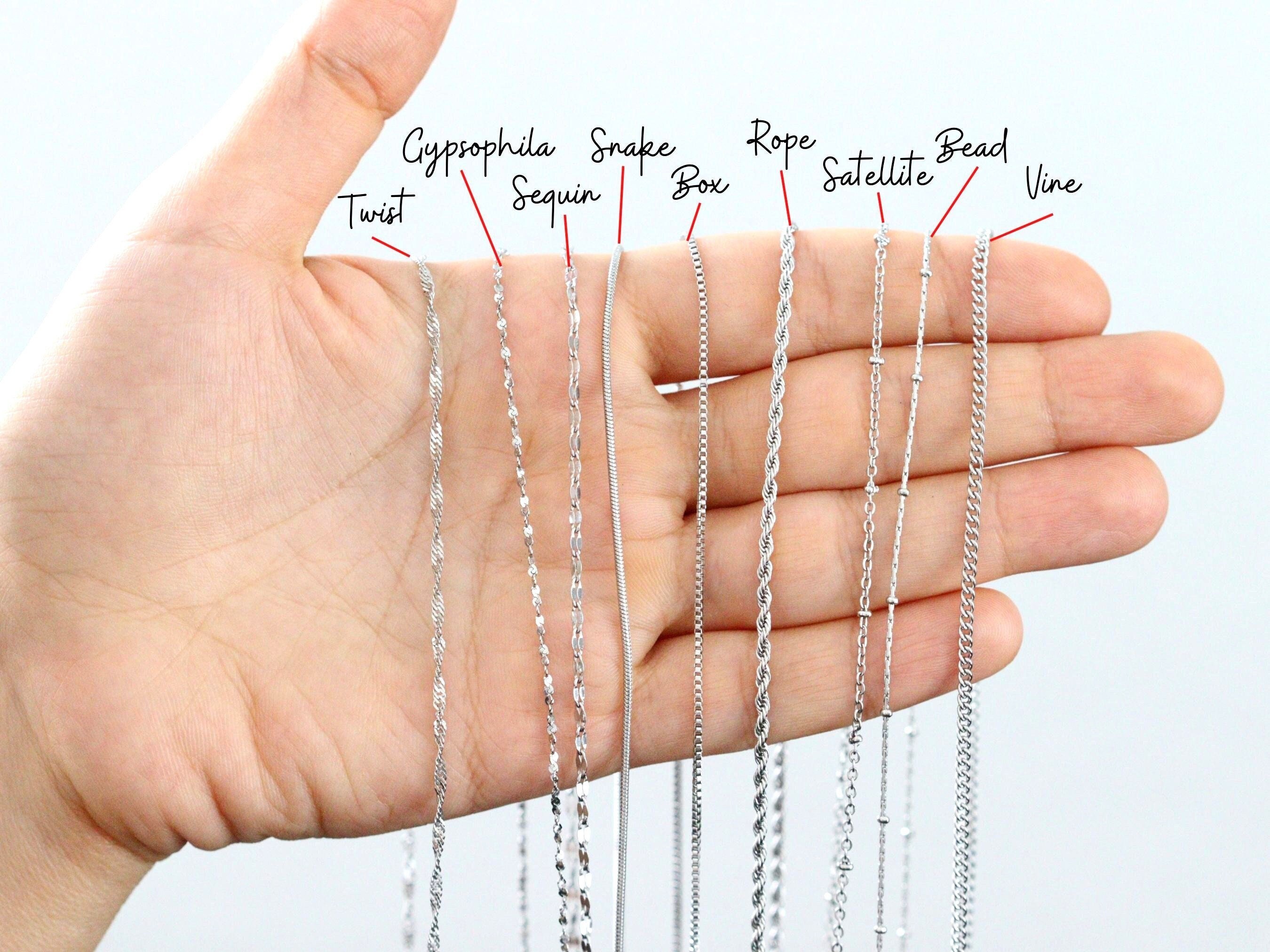 Stino 8PCs Stainless Steel Chain Necklace Set For Men Women, Silver Tone Necklace Chains Bulk, Figaro Chain, Snake Chain, Cuban Link Chain, Rope Chain. (8PCs Mixed Style