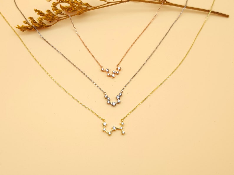 Collier astrologique, Collier personnalisé, Bijoux personnalisés femme, collier constellation, collier balance zodiaque, cadeau anniversaire image 5